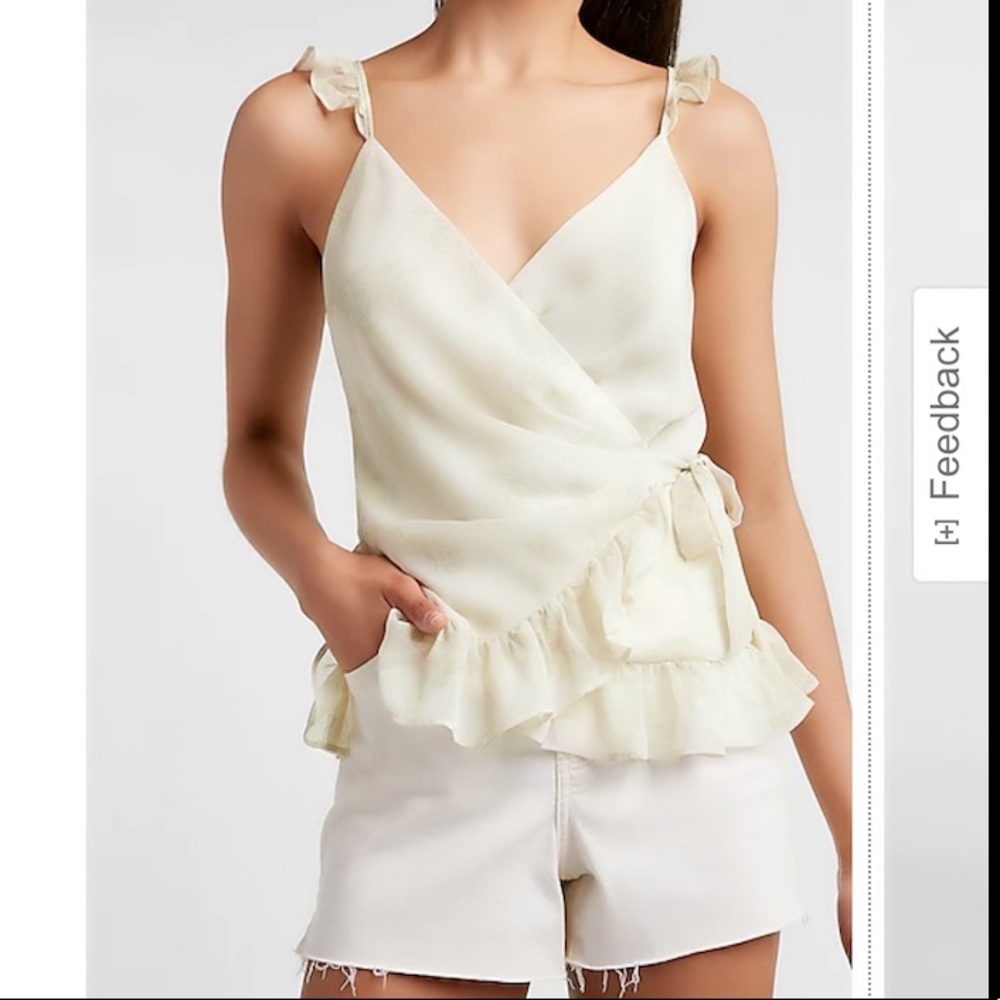 Cross posted and SOLD Brand New w/ Tags Express Ruffle Wrap Tie Cami Size XL - Picture 3 of 4